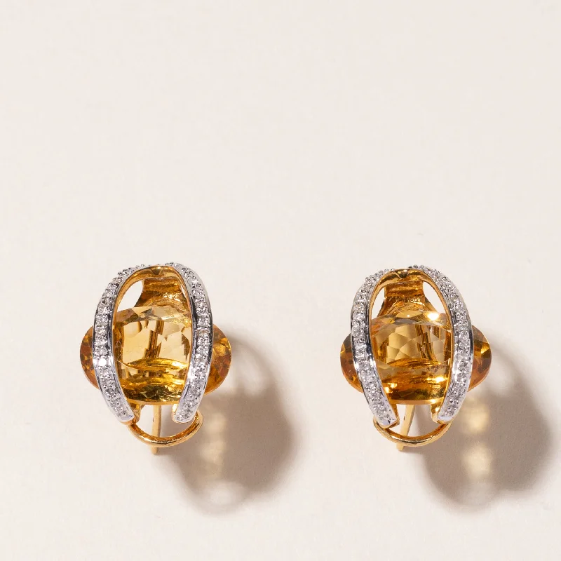 Jewelry Clearance Event – Last Chance For Stunning Deals 18k Yellow Gold Citrine & Diamond Earring | 10.73ctw, 0.13ctw