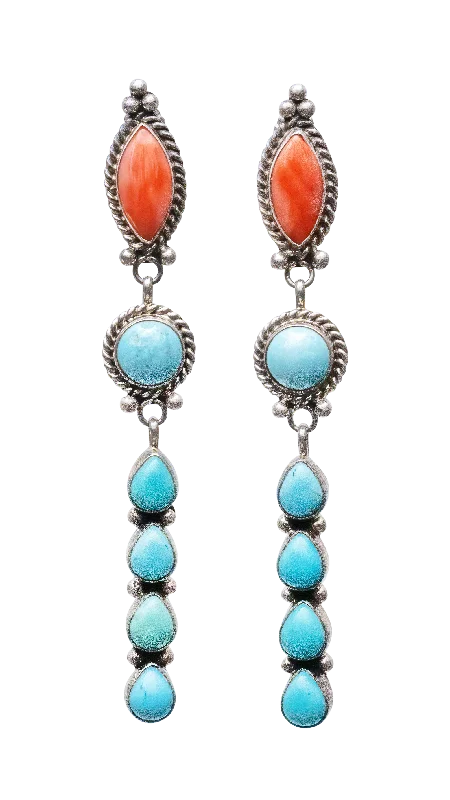 Personalized Jewelry At Special Discount Rates Campitos Turquoise & Spiny Oyster Shell Earrings | Ella Linkin