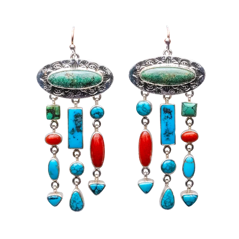 Handcrafted Jewelry Sale – Unique Designs At Low Prices Royston Turquoise, Kingman Turquoise, & Coral Earrings | Elgin Tom