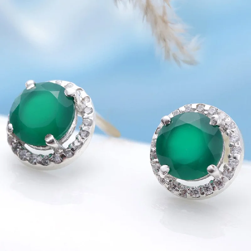 Unmissable Discounts On Timeless Jewelry Pieces 92.5 Silver Green Onyx stud Earrings