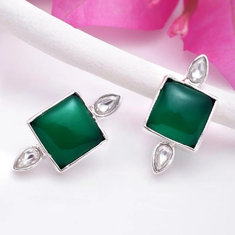 Fine Jewelry, Limited-Time Offers Available 92.5 Silver Serene Green Onyx Stud Earrings