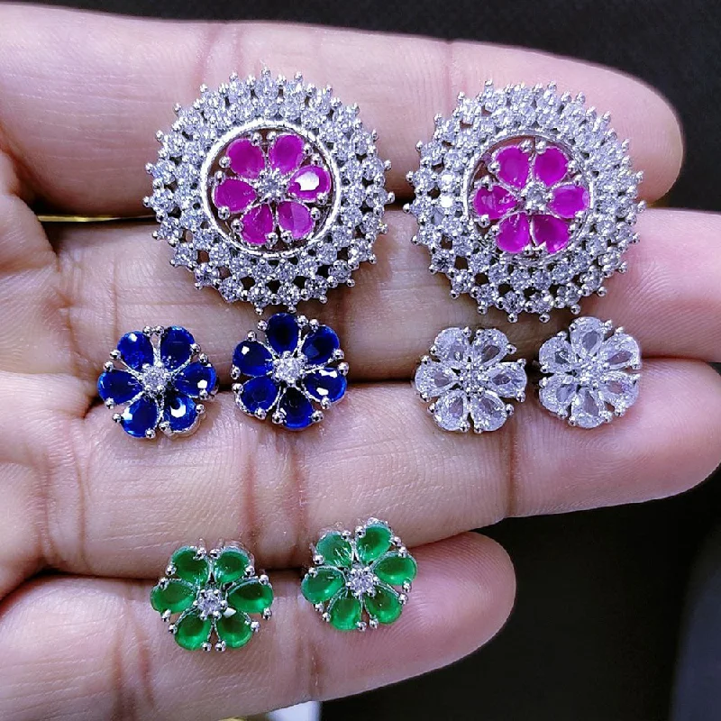 Flash Sale On Elegant Jewelry – Don't Miss Out Aamrapali Silver Plated AD Changeable Stud Earrings