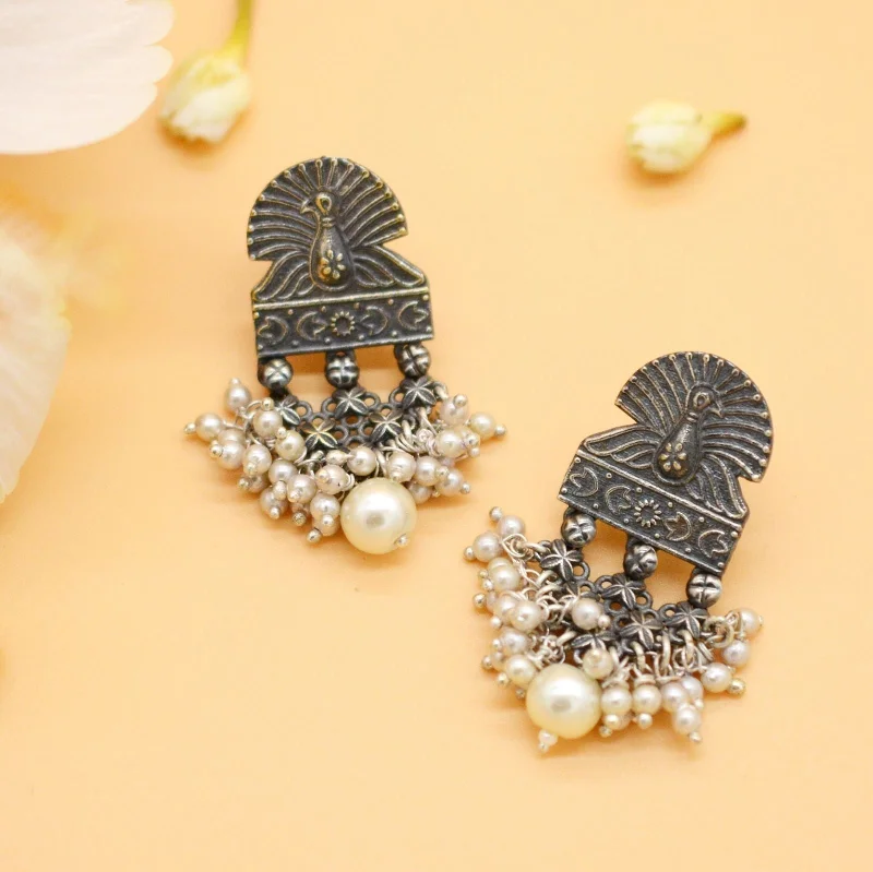 Unmissable Jewelry Sale – Shop Before It's Too Late Antique Silver Peacock Pearl Earrings