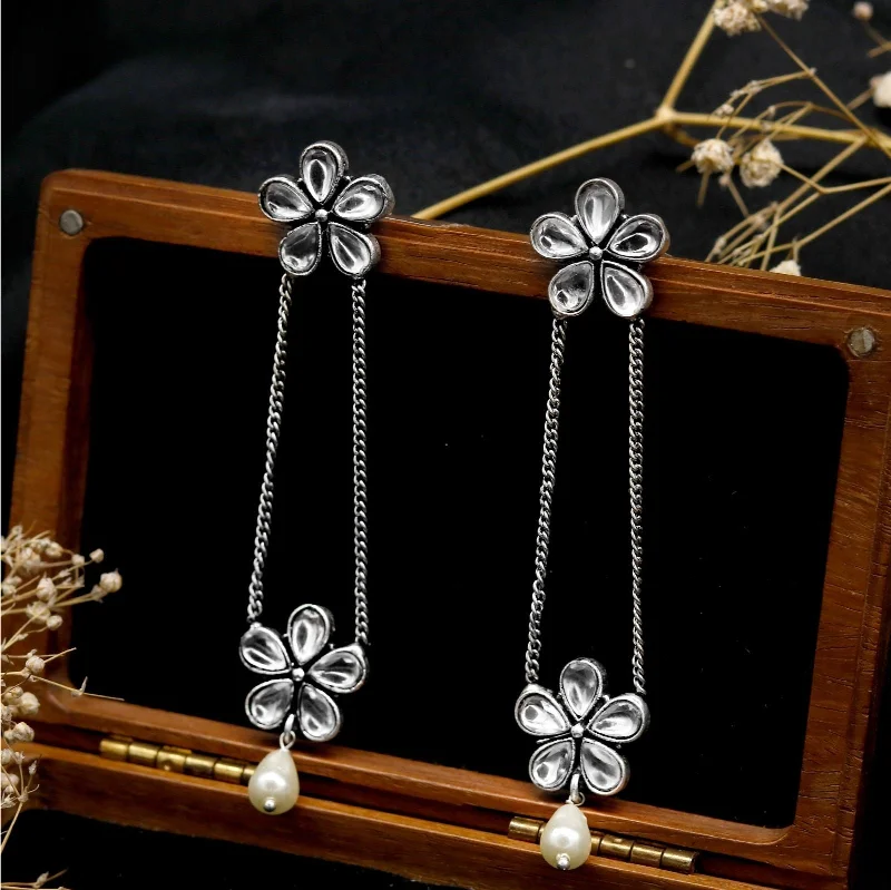 The Ultimate Jewelry Sale – Exclusive Styles At Great Prices Anvi Floral Polki Silver Oxidized Earrings