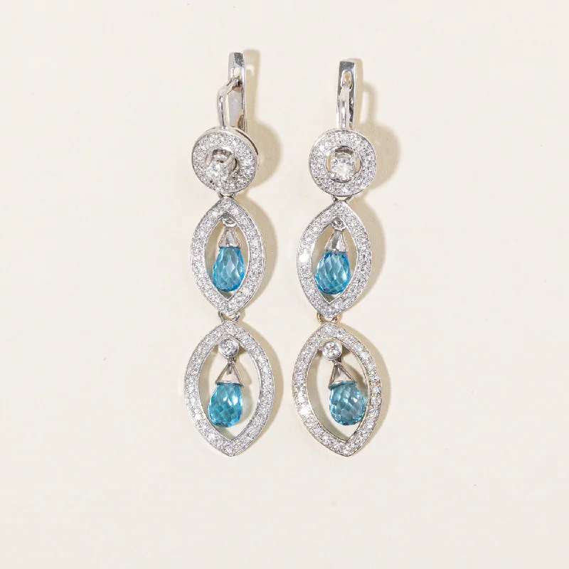 Luxury Jewelry Without The Luxury Price Tag Blue Topaz & Diamond Drop Earrings | 3.00ctw, 1.01ctw |