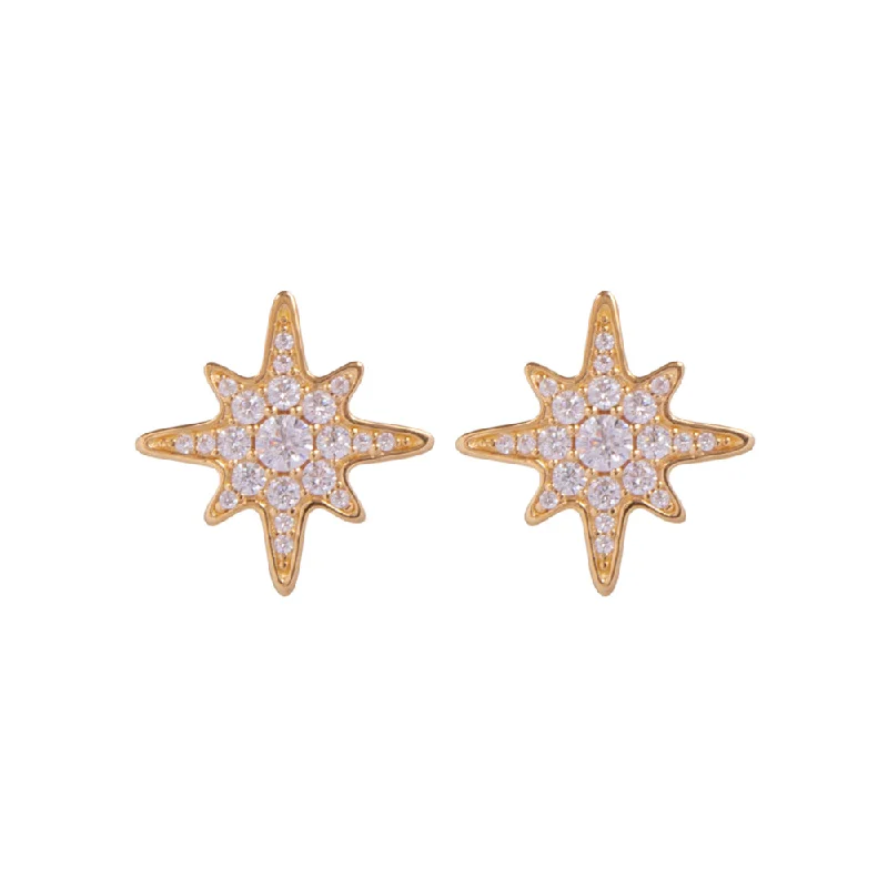 Your Dream Jewelry At Dream Prices – Shop Now Boh Runga Starburst Stud Earrings- Gold Plated & Cubic Zirconia