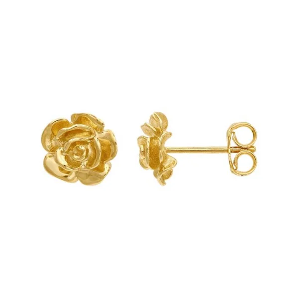 Upgrade Your Collection With Our Limited-Time Jewelry Sale 14K Yellow Gold, Blooming Rose Stud Earrings