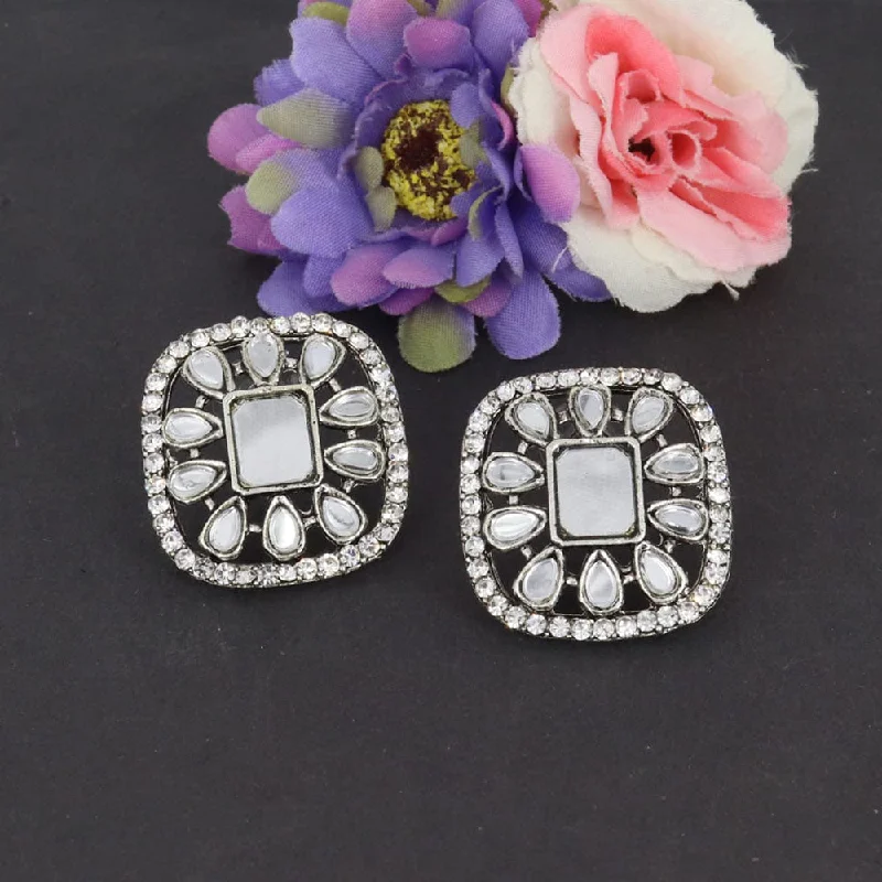 Don't Miss Our Biggest Jewelry Sale Of The Season Corbeda Fashion Oxidised Plated Mirror Stud Earrings