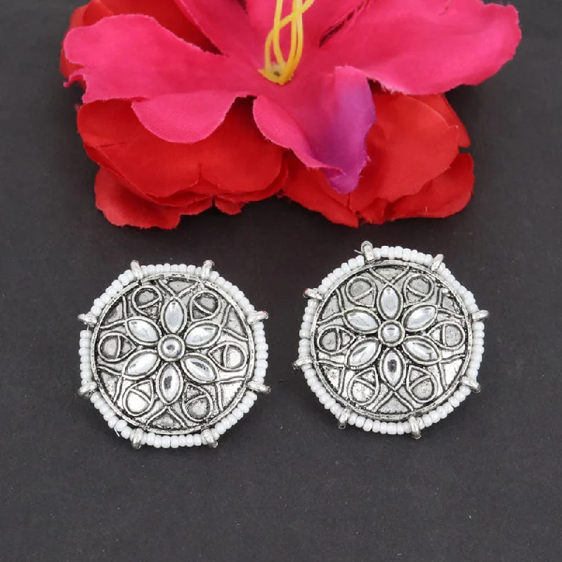 Elegant Designs, Unbeatable Discounts – Shop Jewelry Now Corbeda Fashion Oxidised Plated Pota Stone Stud Earrings