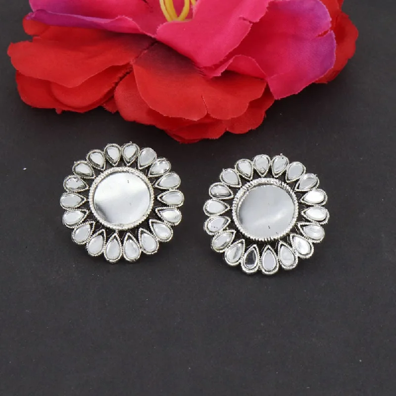 Last Chance To Grab Your Favorite Jewelry At A Discount Corbeda Fashion Oxidised Plated Mirror Stud Earrings