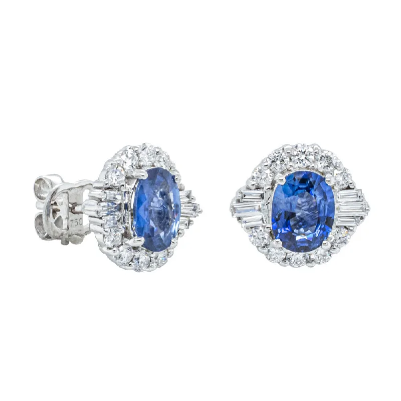 Shop Jewelry That Shines Without The High Price Deja Vu 17ct White Gold 3.60ct Sapphire & Diamond Stud Earrings