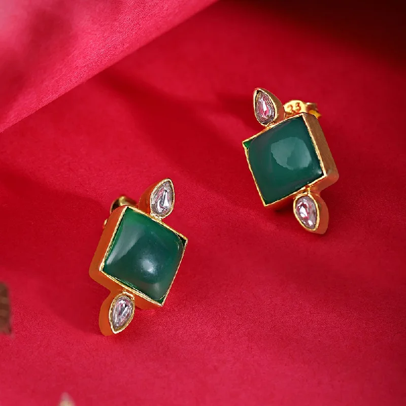 Sparkle More For Less – Jewelry Sale Happening Now 92.5 Silver Serene Green Onyx Stud Earrings