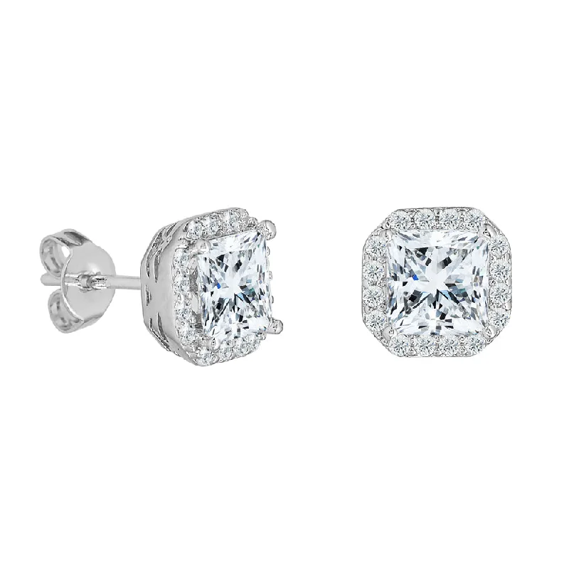 Elegant Jewelry, Affordable Luxury – Shop Now Estelle 18k White Gold Plated Stud Earrings with Simulated Diamond Crystals