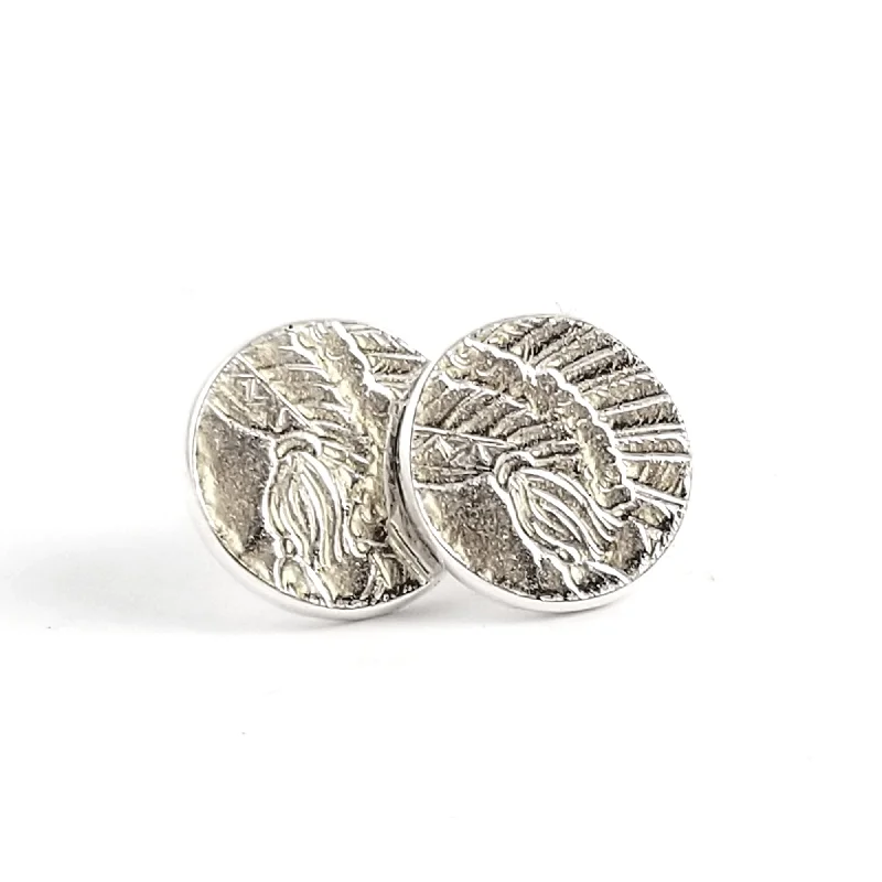 Shop Handcrafted Jewelry At Special Promotional Rates Fine Silver Incuse Indian Punch Out Stud Earrings