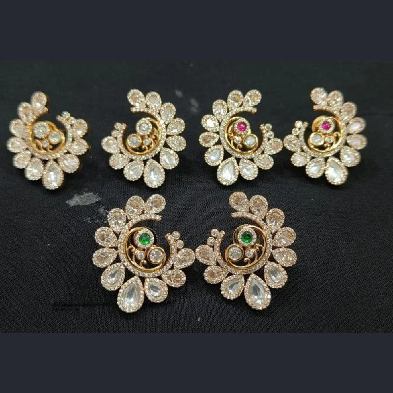 Fine Jewelry, Limited-Time Offers Available JewelTreeTz Gold Plated Uncut Polki Kundan Stud Earrings( 1 Piece Only)