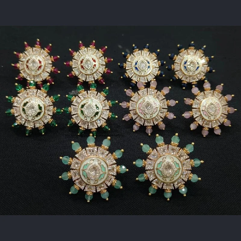 Grab Stylish Jewelry Before The Sale Ends JewelTreeTz Gold Plated Uncut Polki Kundan Stud Earrings( 1 Piece Only)