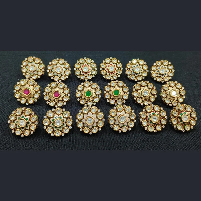 Buy More, Save More – Special Jewelry Discounts JewelTreeTz Gold Plated Uncut Polki Kundan Stud Earrings( 1 Piece Only)