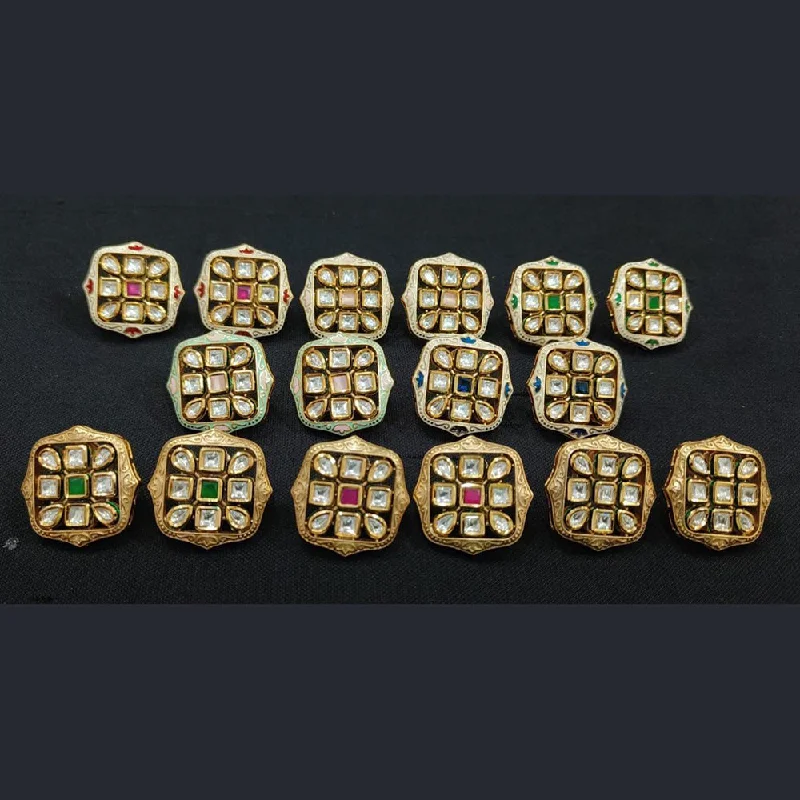 High-Quality Jewelry At A Fraction Of The Cost JewelTreeTz Gold Plated Uncut Polki Kundan Stud Earrings( 1 Piece Only)