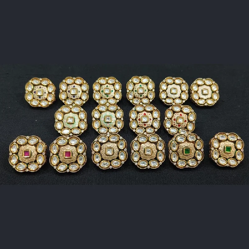 The Perfect Jewelry Piece At The Perfect Price JewelTreeTz Gold Plated Uncut Polki Kundan Stud Earrings( 1 Piece Only)