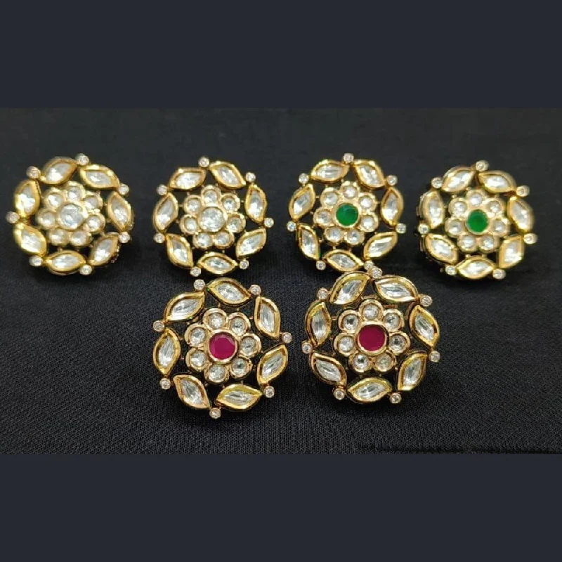 Special Sale On Handcrafted Jewelry – Shop Today JewelTreeTz Gold Plated Uncut Polki Stud Earrings( 1 Piece Only)