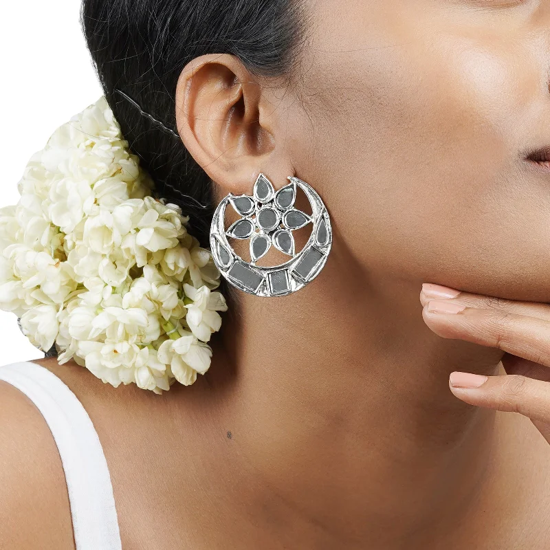 Accessorize For Less – Luxury Jewelry At Affordable Prices Manth Silver Oxidized Mirror Earrings