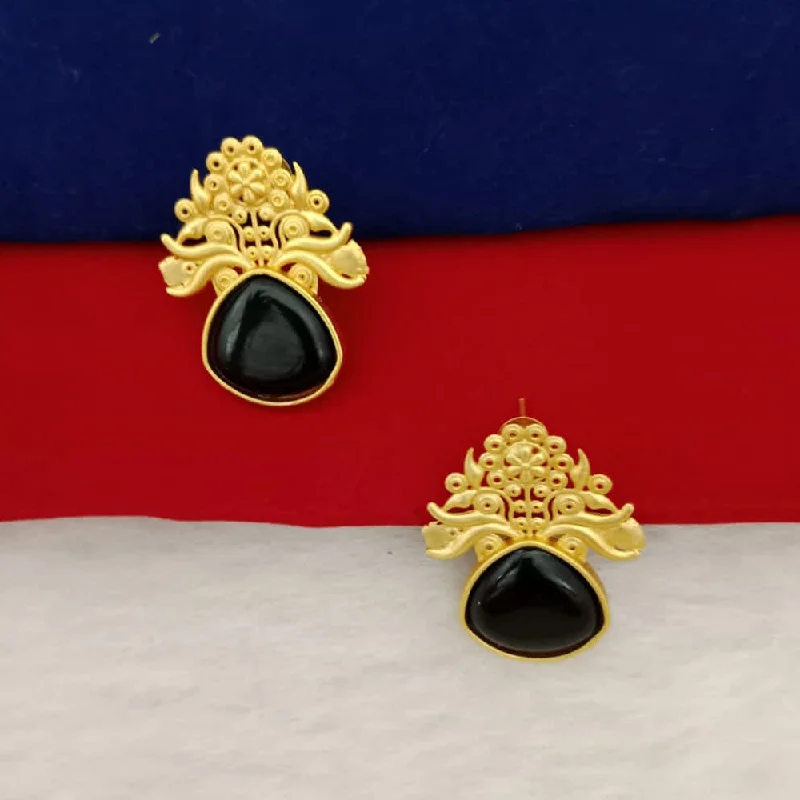 Grab Your Favorite Jewelry At The Lowest Prices Marudhar Creations Gold Plated Matte Finish Pota Stone Stud Earrings