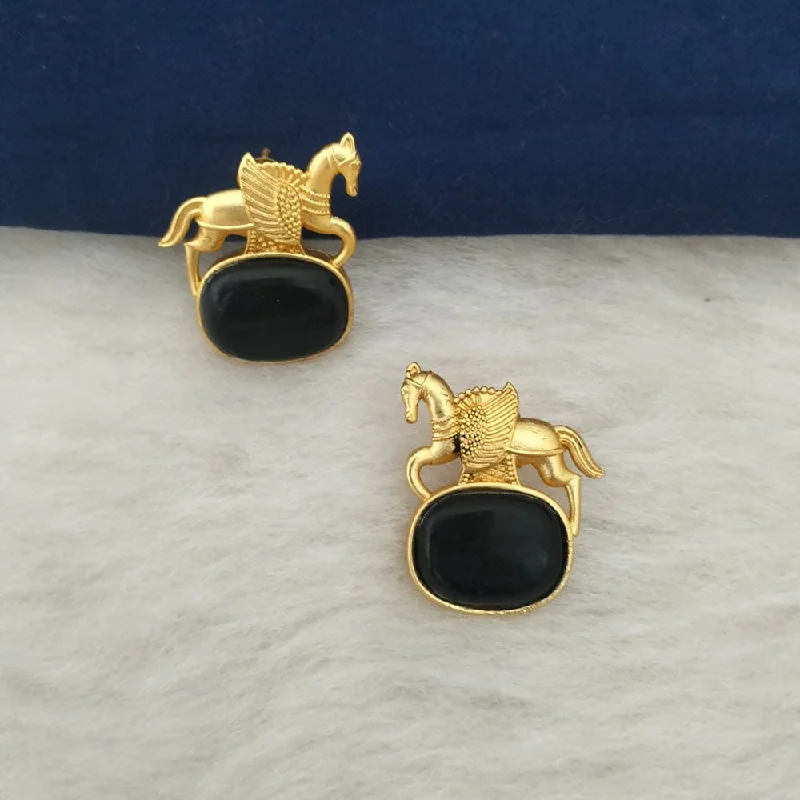 Premium Jewelry Now Available At Special Discounts Marudhar Creations Gold Plated Matte Finish Pota Stone Stud Earrings