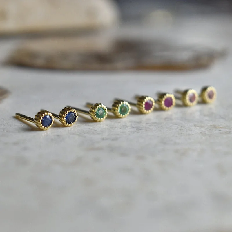 Timeless Jewelry Styles At Wallet-Friendly Prices Milgrain Bezel Set Gemstone Stud Earrings