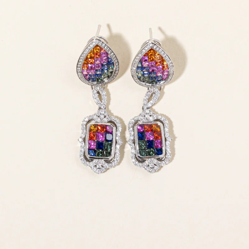 Affordable Luxury Jewelry – Style At A Great Price Multi Colour Sapphire & Diamond Drop Earrings | 2.58ctw, 1.11ctw |