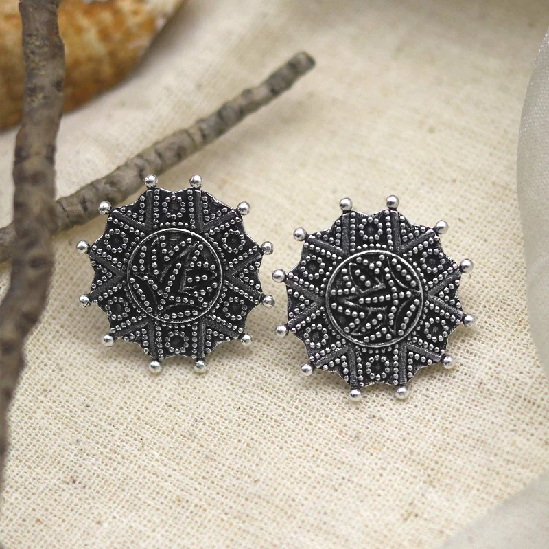 The Perfect Jewelry Piece At The Perfect Discount Nagma Circle Silver Oxidized Studs Earrings