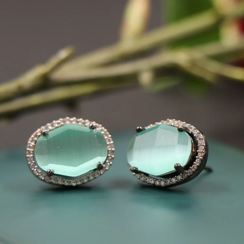 Luxury Jewelry Sale – Sparkle For Less Nipura Antique Sea Green Zircon Stud Earrings