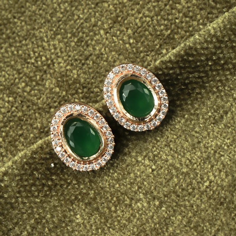 Luxury Jewelry At Unbeatable Discounts Nipura Golden Emerald Zircon Stud Earrings