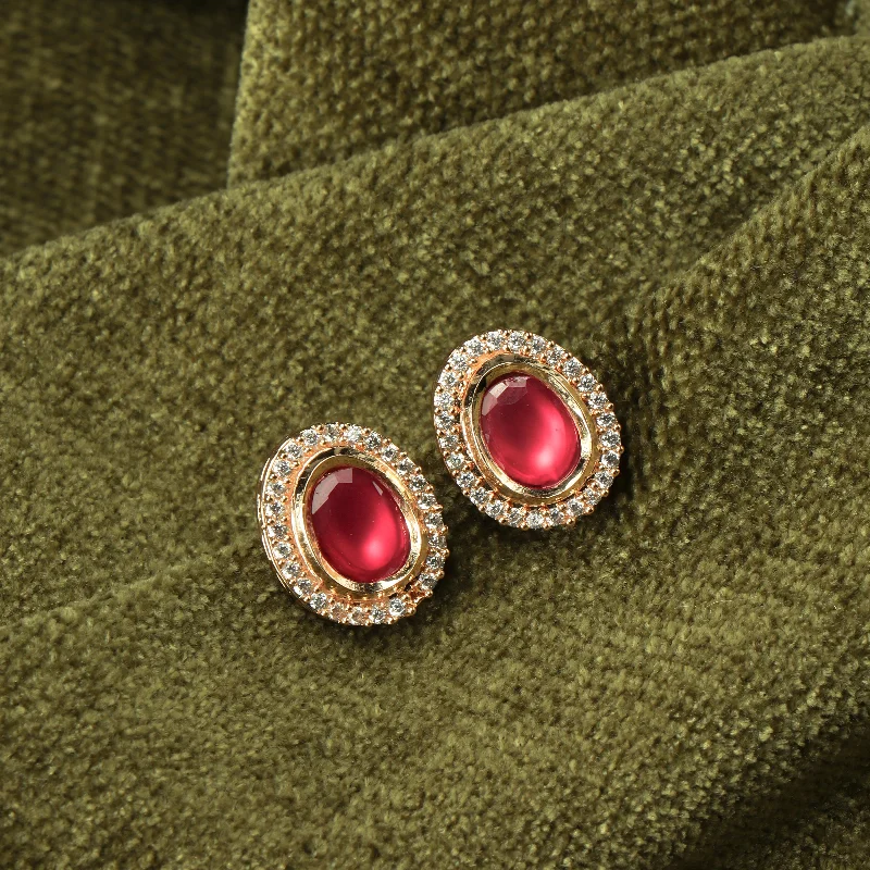 Limited-Time Offer On Elegant Jewelry Pieces Nipura Golden Ruby Zircon Stud Earrings