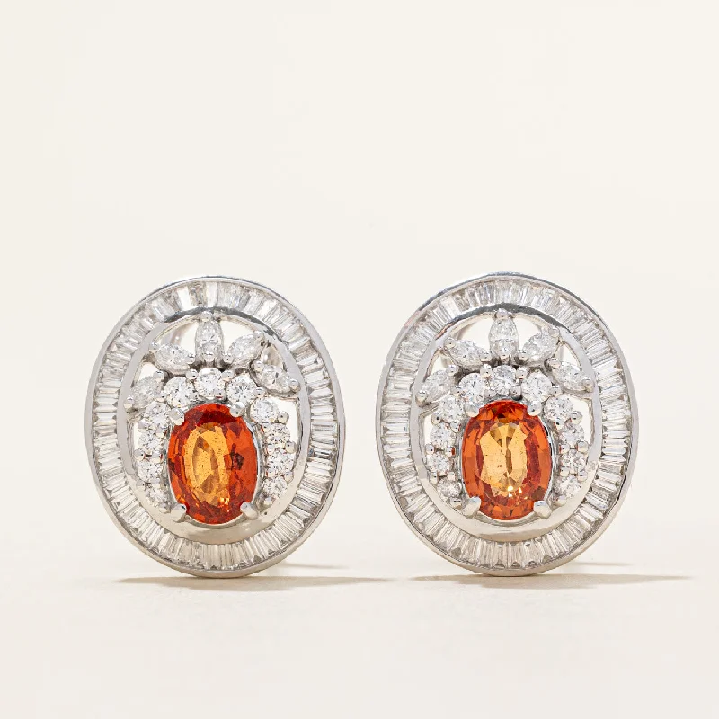 Timeless Elegance, Temporary Discounts – Act Fast Orange Sapphire & Diamond Earrings | 2.08ctw, 1.95ctw |