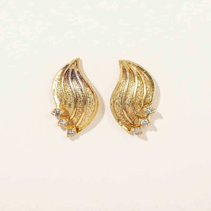 Luxury Jewelry Now At Special Promotional Rates Ornate Yellow Gold & Diamond Earrings | 0.10ctw |