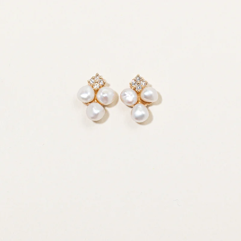 Limited-Stock Jewelry Sale – Once It's Gone, It's Gone Pearl & Diamond Earrings | 0.16ctw |