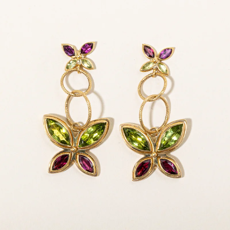 Timeless Jewelry Styles At Wallet-Friendly Prices Peridot & Garnet Butterfly Drop Earrings | 6.93ctw, 2.46ctw |