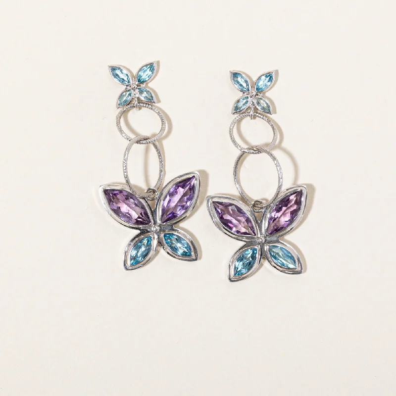 Your Perfect Accessory Now At The Best Price Quartz & Blue Topaz Butterfly Drop Earrings | 5.51ctw, 2.49ctw |