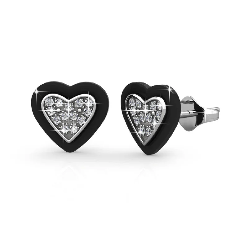 Shop Jewelry That Shines Without The High Price Rory 18k White Gold Plated Heart Halo Stud Earrings with Swarovski Crystals