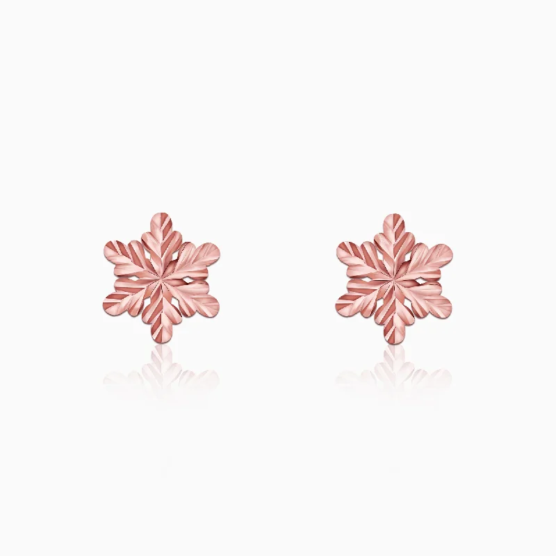 Stunning Jewelry At A Fraction Of The Price Rose Gold Snowflake Stud Earrings