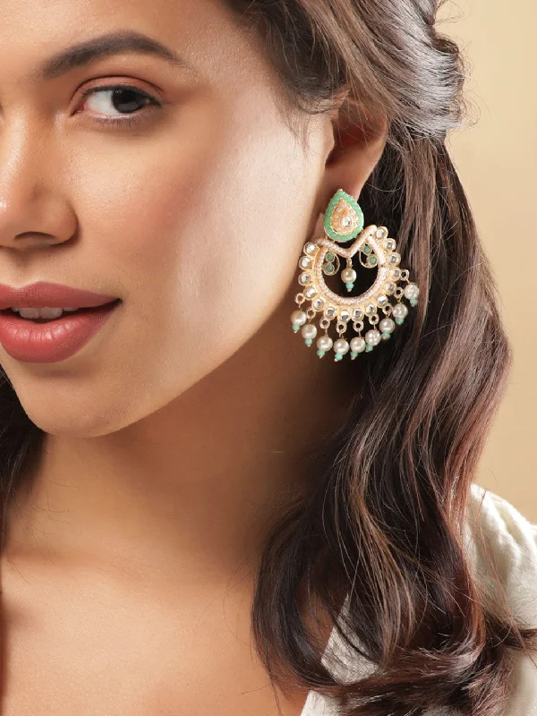 Dainty And Elegant Jewelry Now At Reduced Prices Rubans Chandbali Earrings with Blue and White Beads