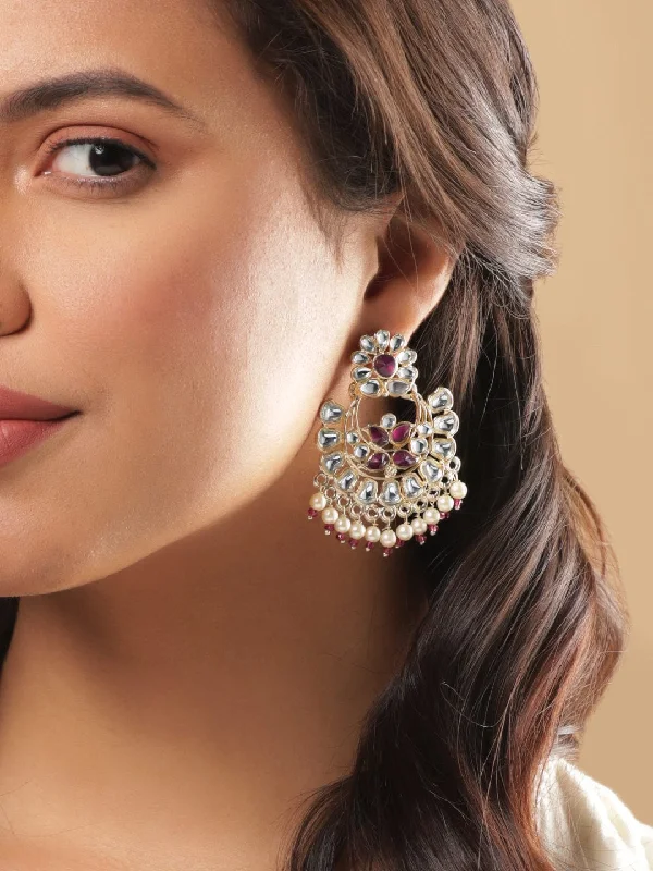 Shine In Style – Shop Jewelry Discounts Today Rubans Gold Toned Chandbali Earrings with Stones and Beads