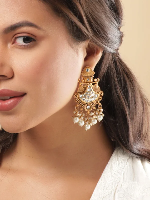 Stunning Jewelry At A Fraction Of The Price Rubans Gold-Toned Chandelier Earrings with Dangling Pearls