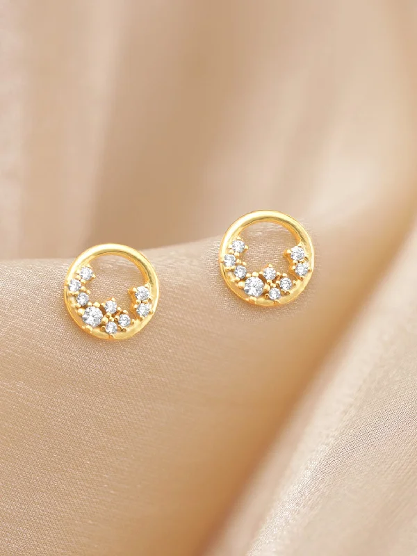 Modern Statement Jewelry For Bold Styling Rubans Silver 22k gold plated 925 starling silver zirconia studded contemporary Stud earring