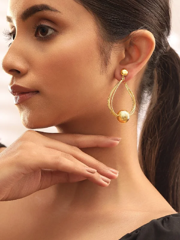 Exclusive Jewelry Markdowns – Limited-Time Offer Rubans Voguish Gilded Opulence Gold Plated Drop Earrings