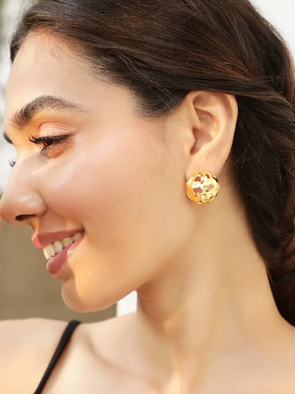 Get Ready To Sparkle – Special Jewelry Discounts Rubans Voguish Gold-Plated Circular Studs Earrings