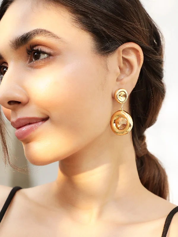 Seasonal Jewelry Deals – Elevate Your Style Rubans Voguish Gold-Plated Drop Earrings