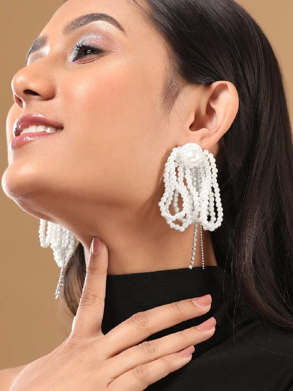 Exclusive Savings On Timeless Jewelry Pieces Rubans Voguish Layered String Of Pearl Tassel Earrings