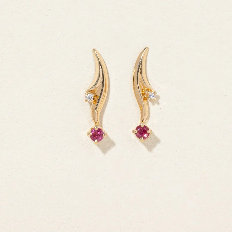 Shop Elegant Jewelry At Unbeatable Prices Ruby & Diamond Earrings | 0.12ctw, 0.02ctw |