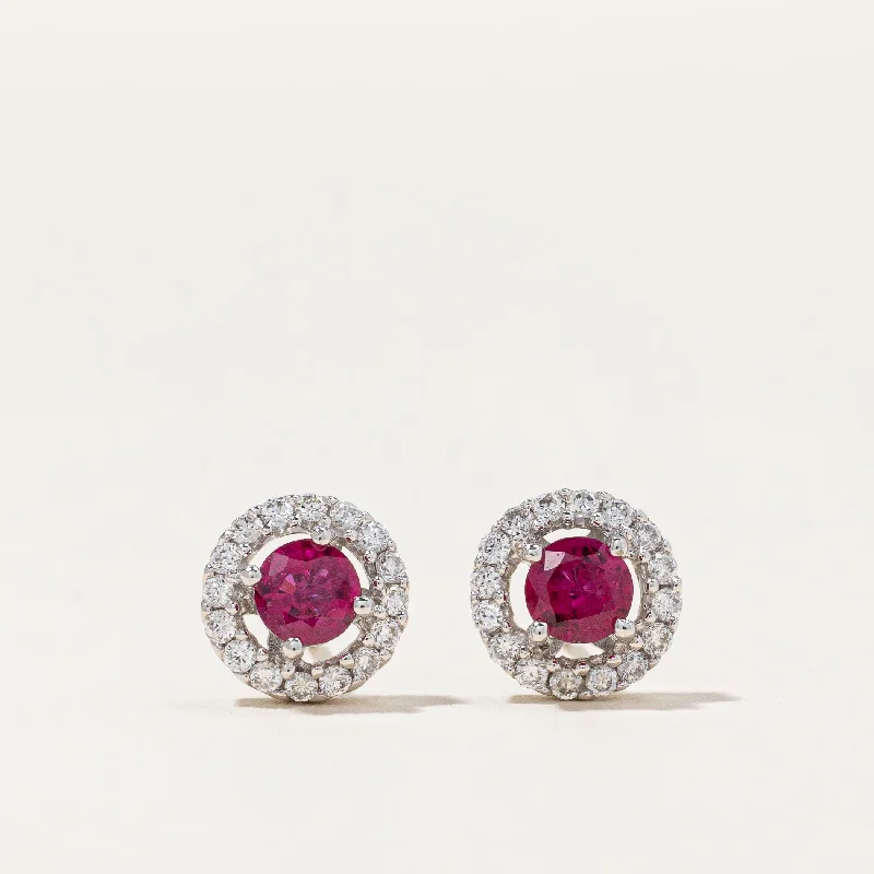 Exclusive Online Discounts On Stylish Jewelry Ruby & Diamond Halo Earrings | 0.50ctw, 0.16ctw |